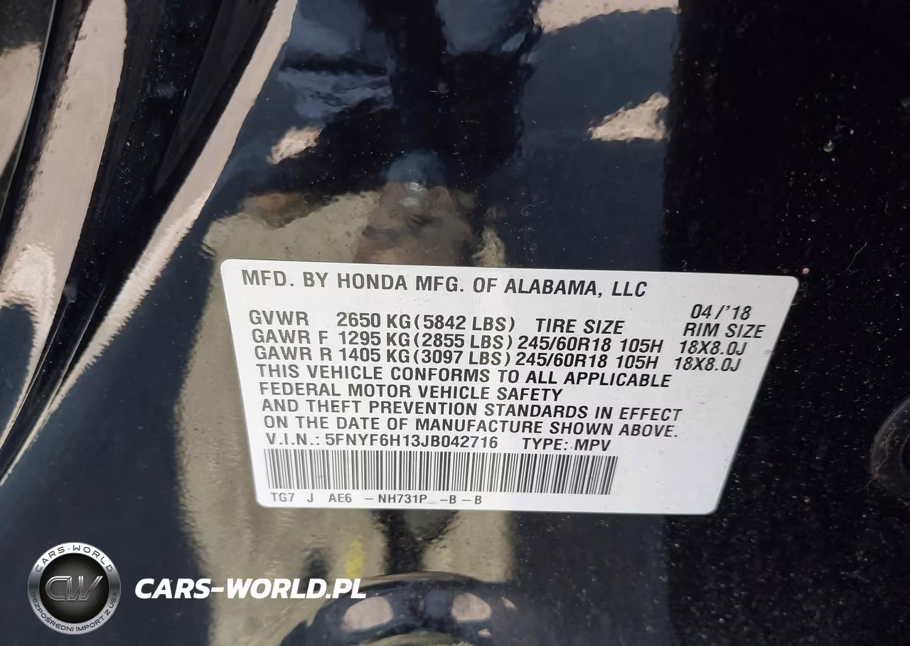 2018 Honda Pilot Lx VIN:5FNYF6H13JB042716 - 9