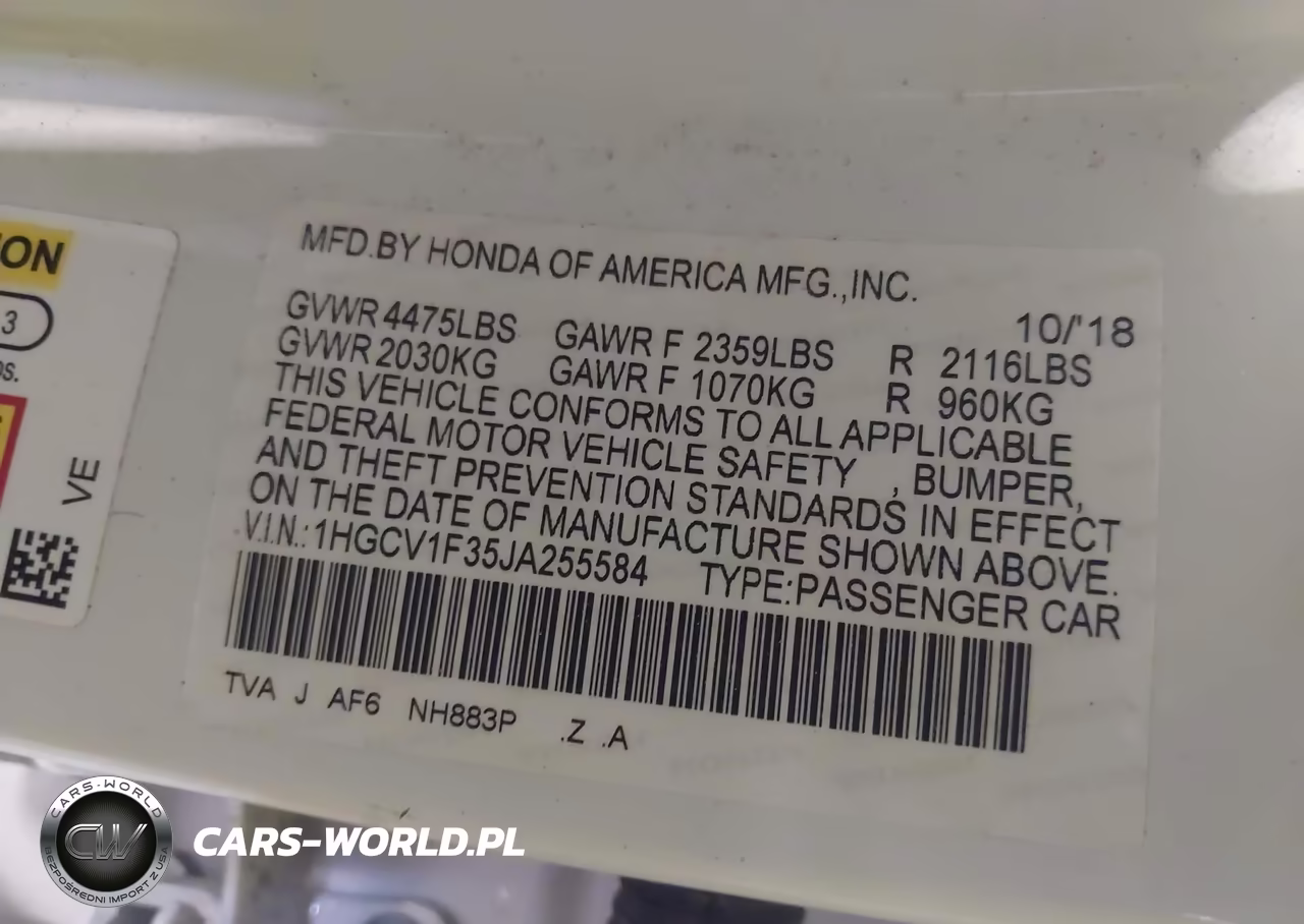 2018 Honda Accord Sport VIN:1HGCV1F35JA255584 - 9