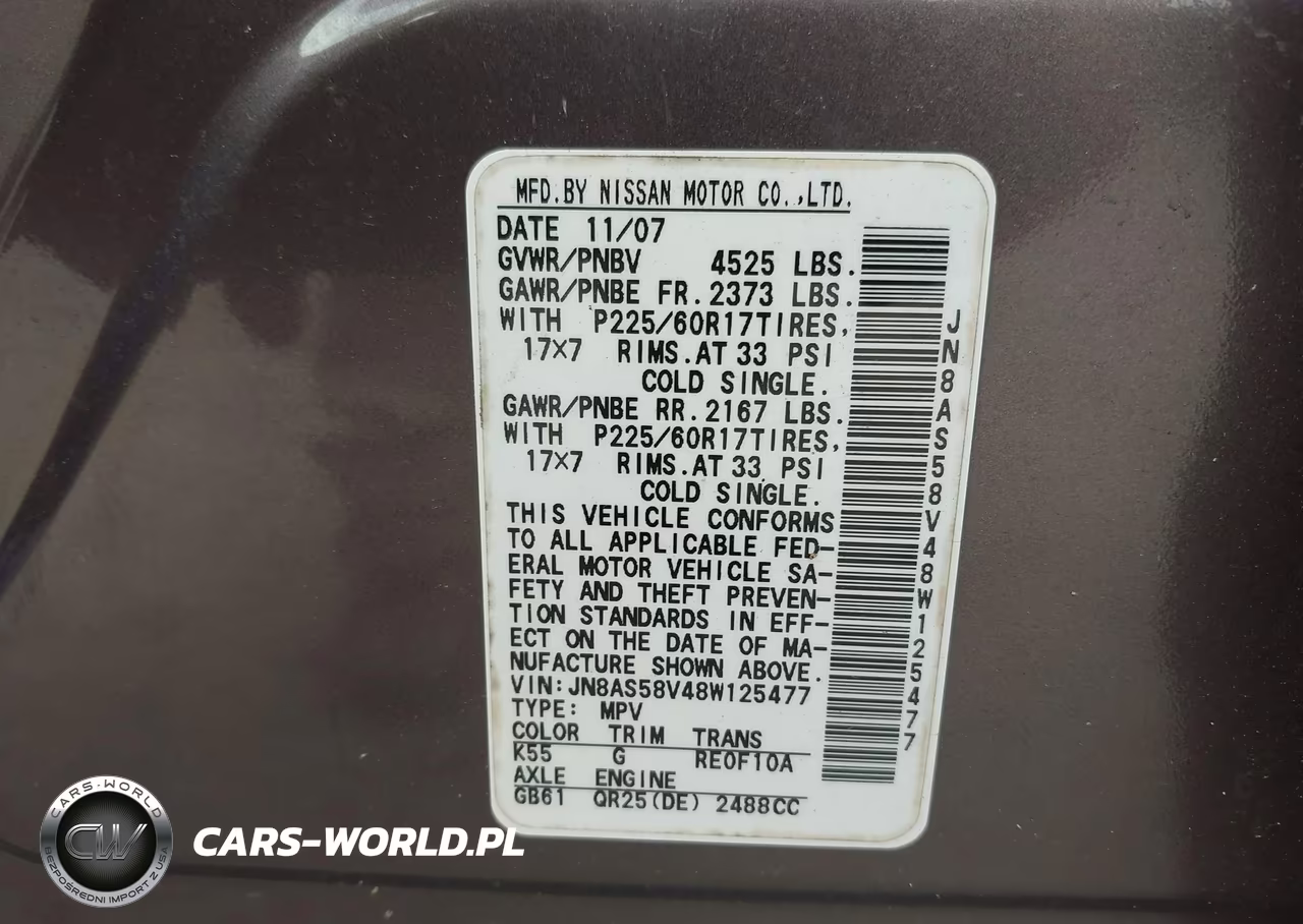 2008 Nissan Rogue Sl VIN:JN8AS58V48W125477 - 9