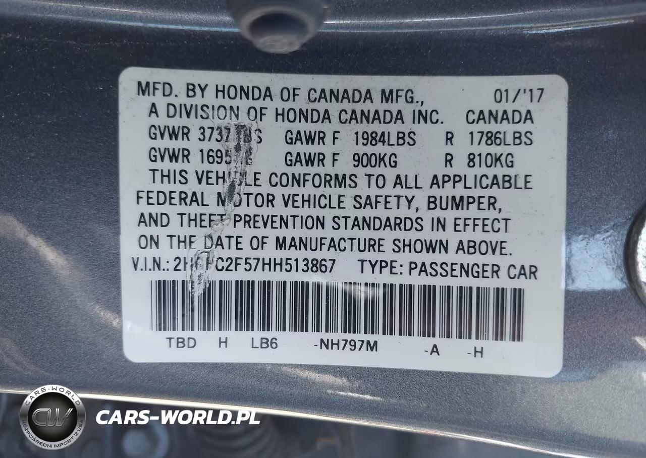 2017 Honda Civic Lx VIN:2HGFC2F57HH513867 - 9