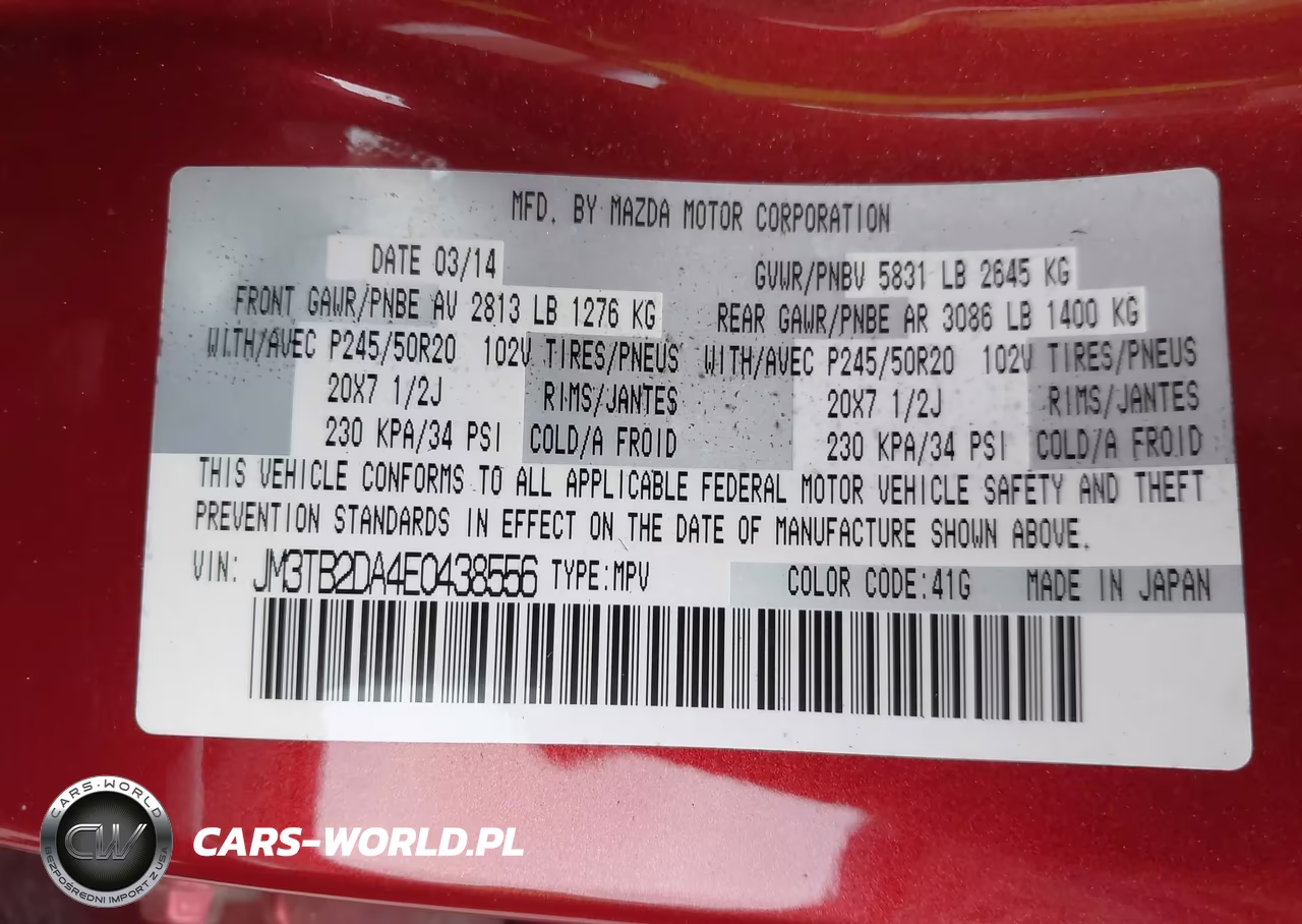 2014 Mazda Cx-9 Grand Touring VIN:JM3TB2DA4E0438556 - 9