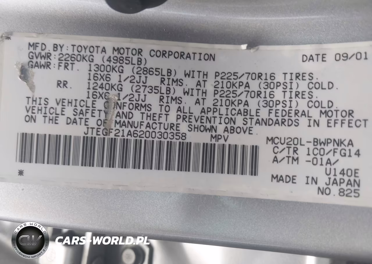 2002 Toyota Highlander V6 VIN:JTEGF21A620030358 - 9