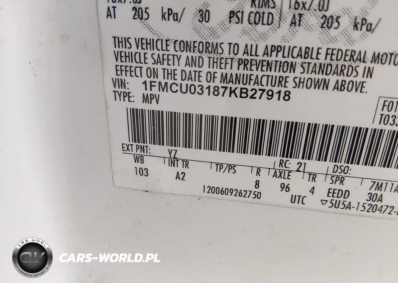 2007 Ford Escape Xlt-Xlt Sport VIN:1FMCU03187KB27918 - 9
