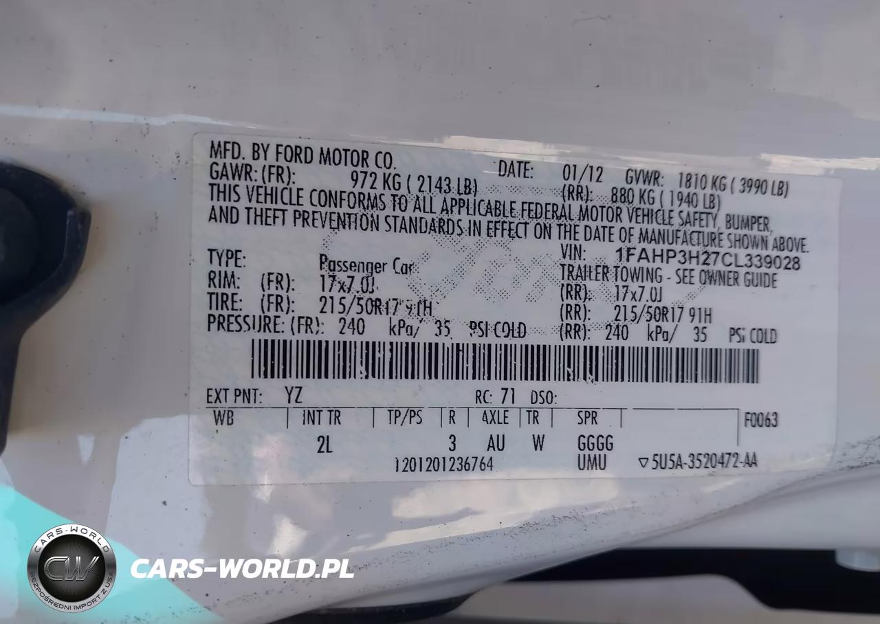 2012 Ford Focus Sel VIN:1FAHP3H27CL339028 - 9