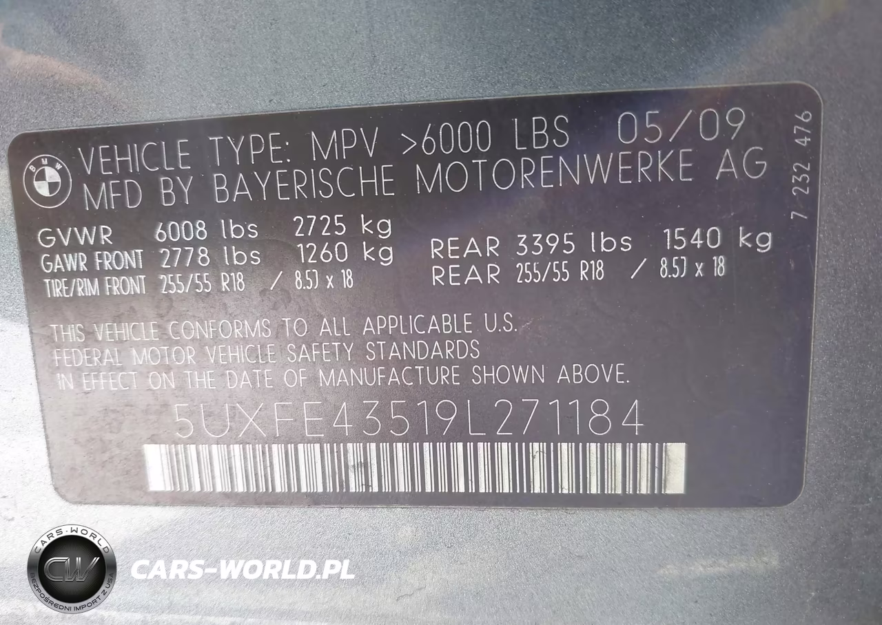 2009 BMW X5 xDrive30I VIN:5UXFE43519L271184 - 9