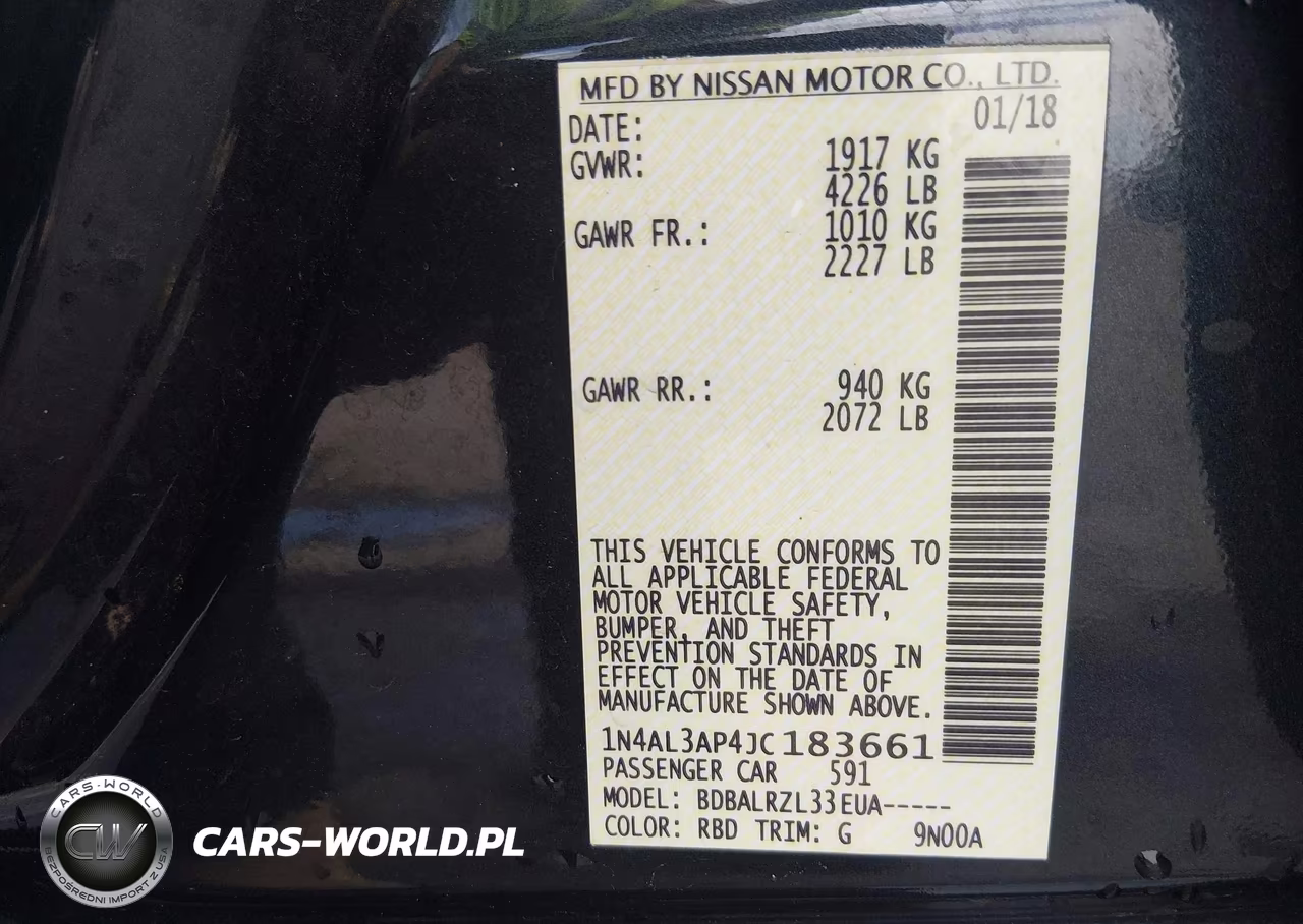 2018 Nissan Altima 2.5 Sl VIN:1N4AL3AP4JC183661 - 9