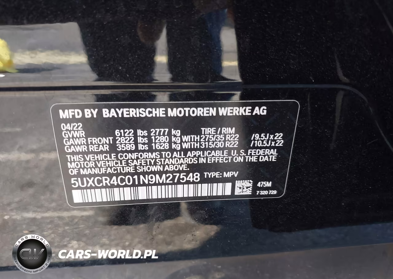 2022 BMW X5 Sdrive40I VIN:5UXCR4C01N9M27548 - 9