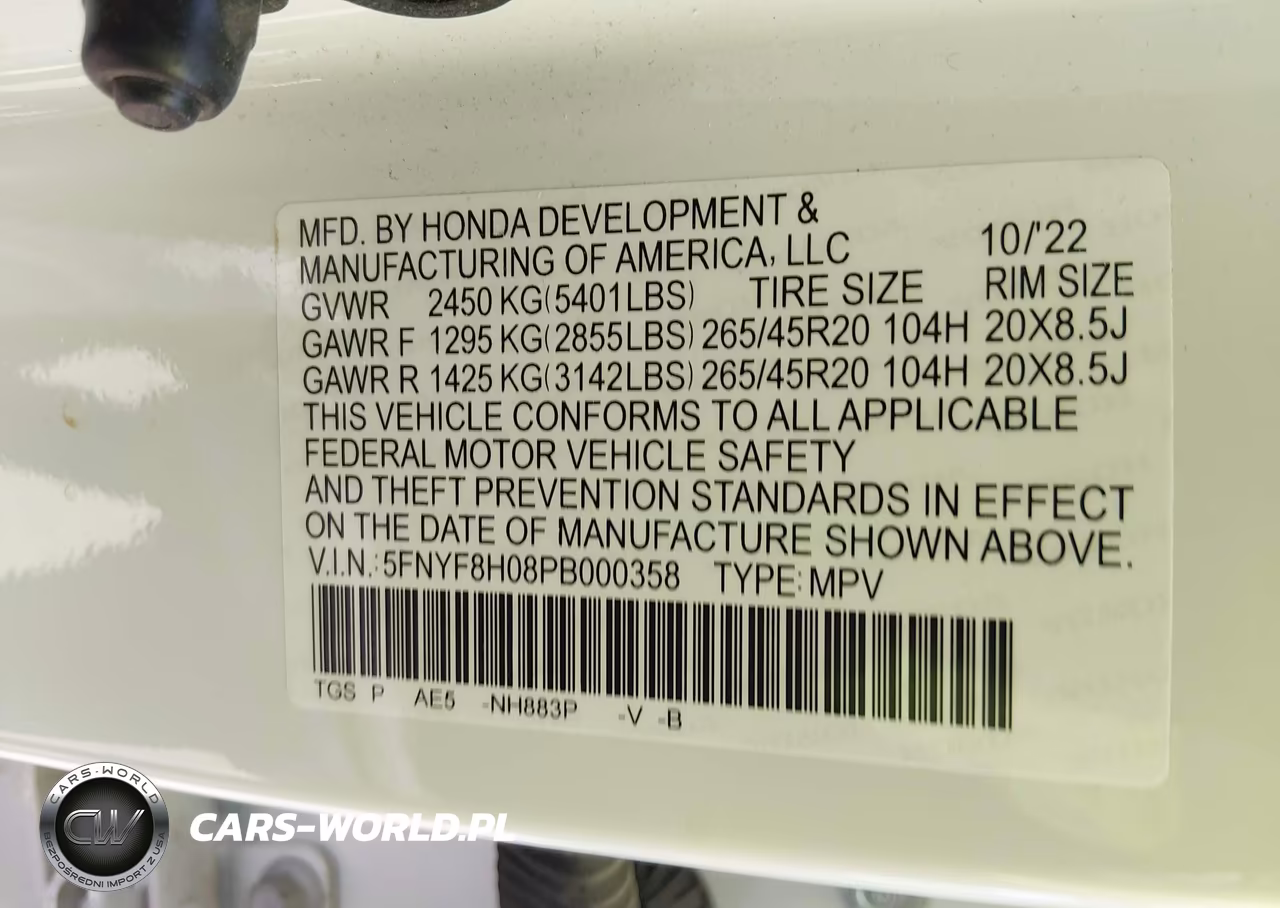 2023 Honda Passport Awd Elite VIN:5FNYF8H08PB000358 - 9