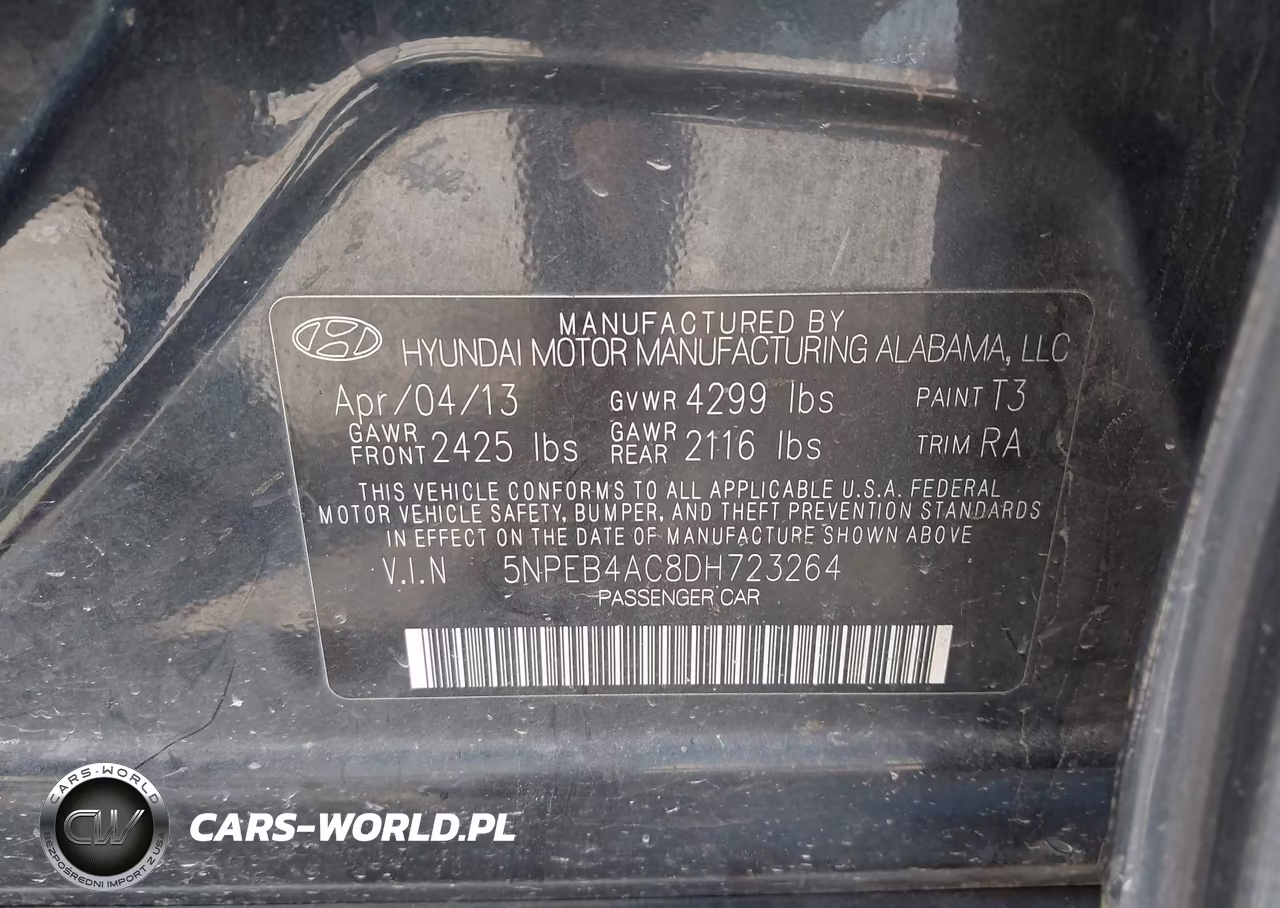 2013 Hyundai Sonata Gls VIN:5NPEB4AC8DH723264 - 9