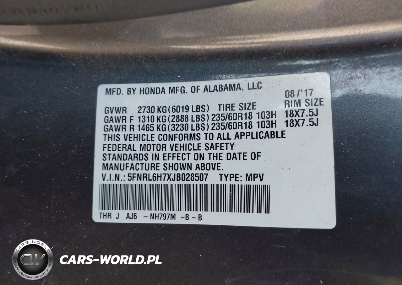 2018 Honda Odyssey Ex-L VIN:5FNRL6H7XJB028507 - 9