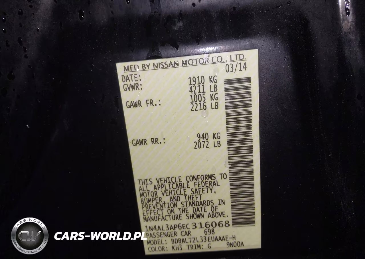 2014 Nissan Altima 2.5 Sv VIN:1N4AL3AP6EC316068 - 9