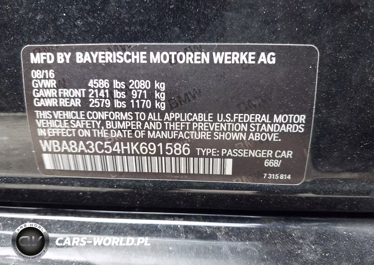 2017 BMW 320I xDrive VIN:WBA8A3C54HK691586 - 9