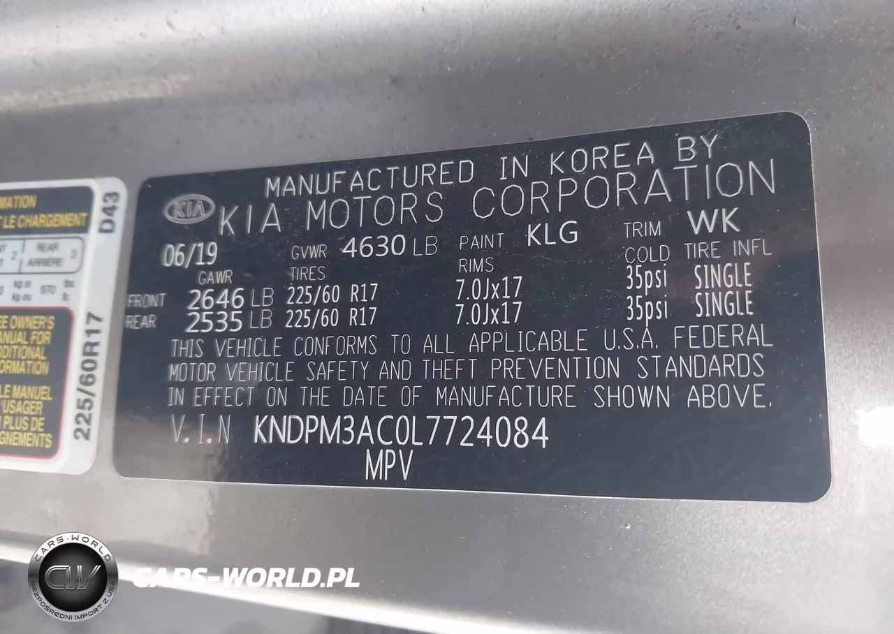 2020 Kia Sportage Lx VIN:KNDPM3AC0L7724084 - 9