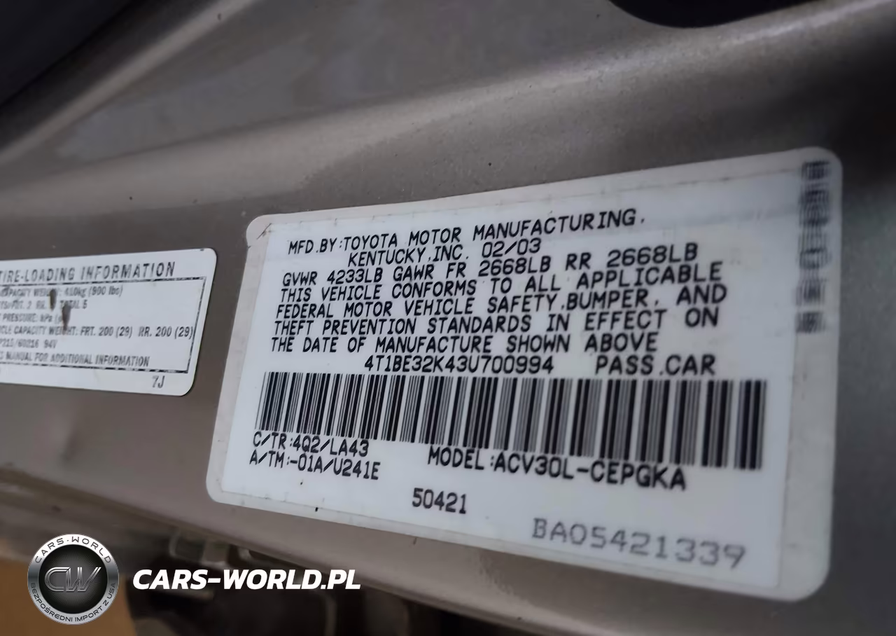 2003 Toyota Camry Xle VIN:4T1BE32K43U700994 - 9