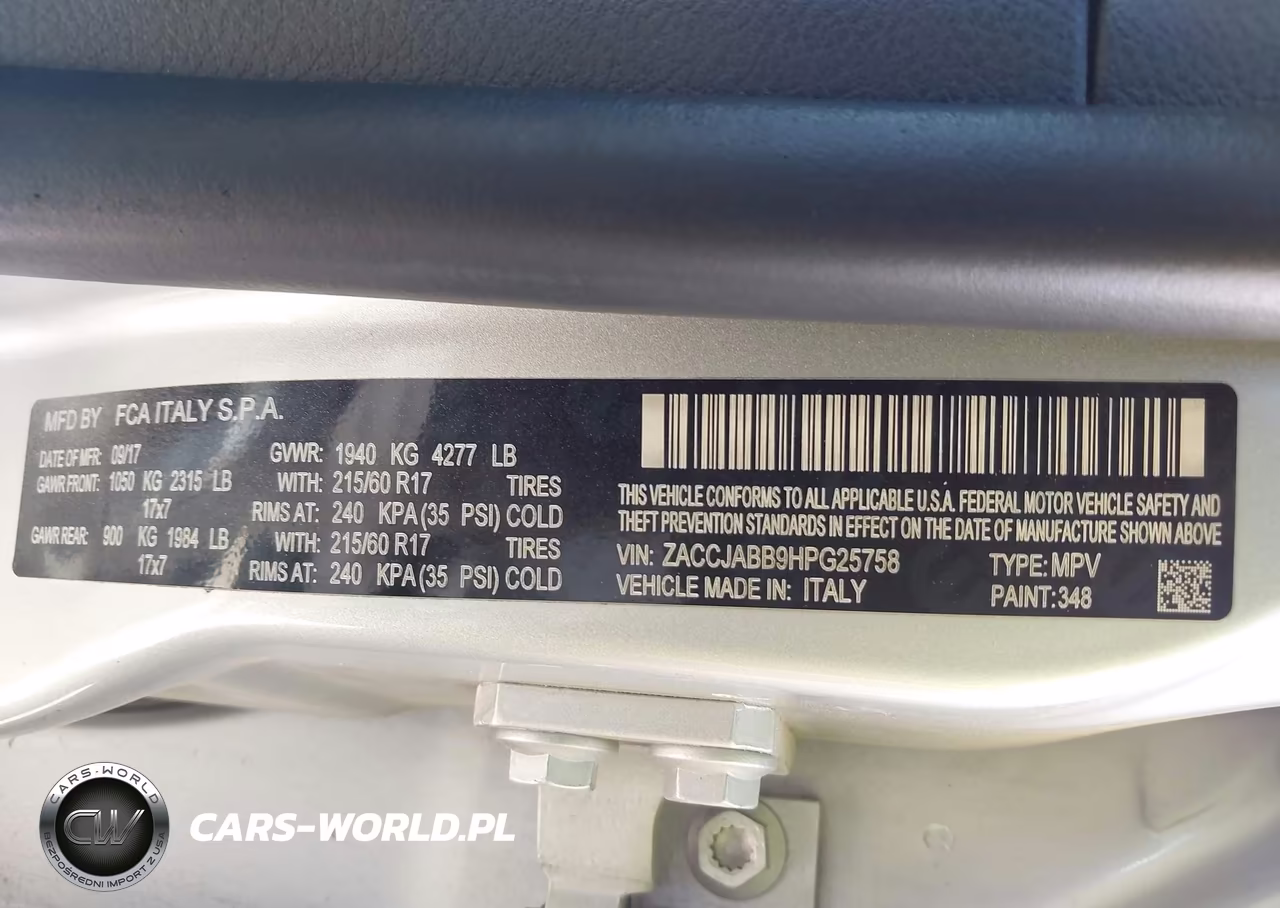 2017 Jeep Renegade Latitude Fwd VIN:ZACCJABB9HPG25758 - 9