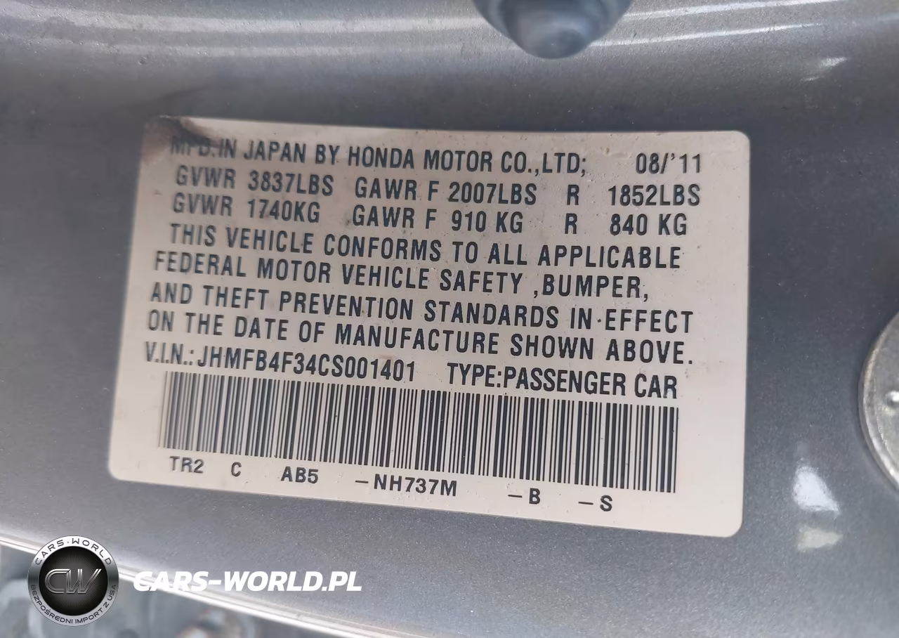 2012 Honda Civic Hybrid VIN:JHMFB4F34CS001401 - 9