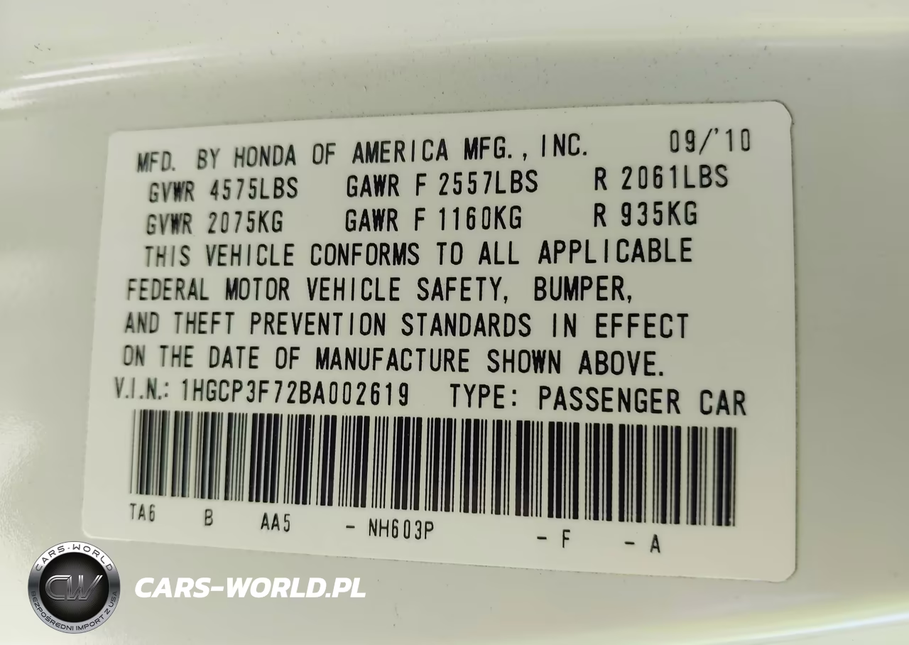 2011 Honda Accord 3.5 Ex VIN:1HGCP3F72BA002619 - 9
