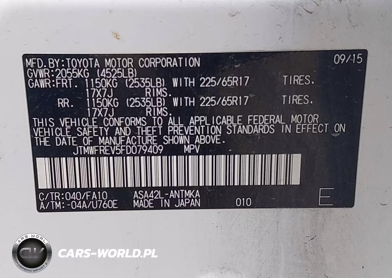 2015 Toyota Rav4 Xle VIN:JTMWFREV5FD079409 - 9