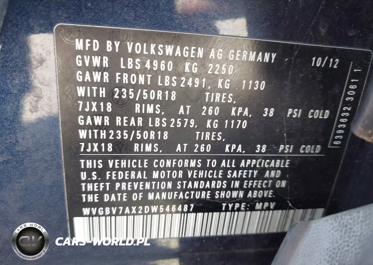 2013 Volkswagen Tiguan Se VIN:WVGBV7AX2DW546487 - 9