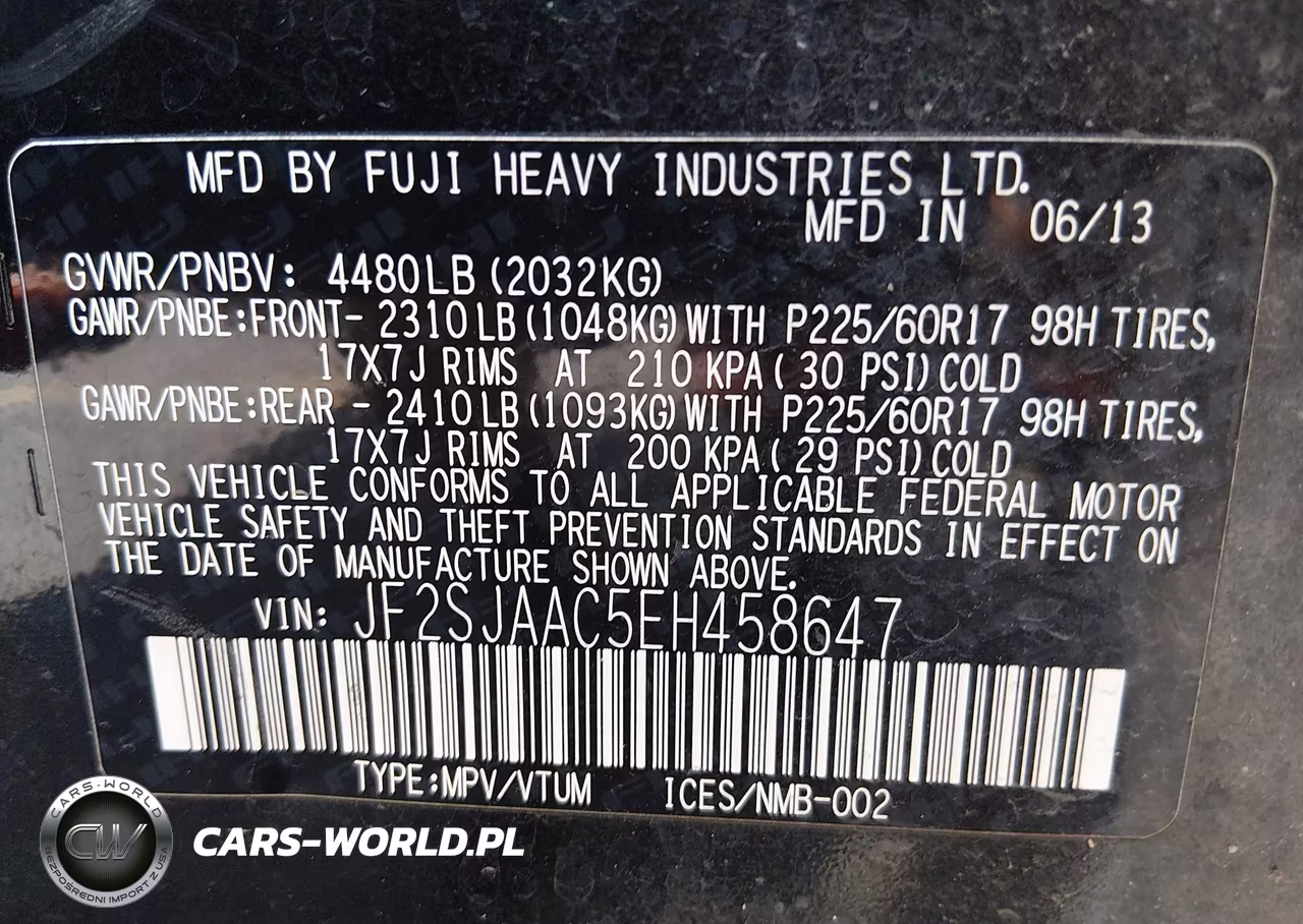 2014 Subaru Forester 2.5I VIN:JF2SJAAC5EH458647 - 9