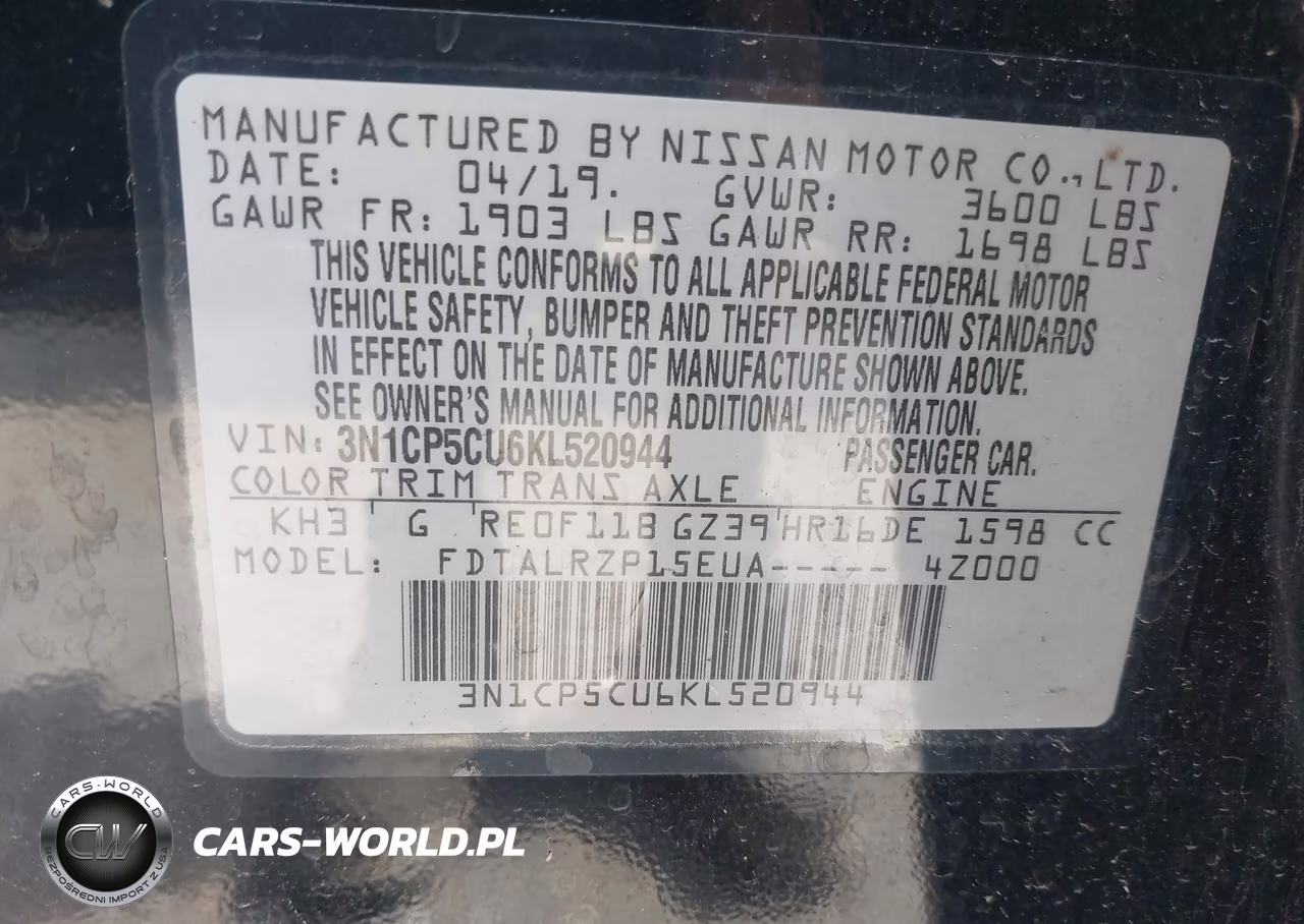 2019 Nissan Kicks S VIN:3N1CP5CU6KL520944 - 9