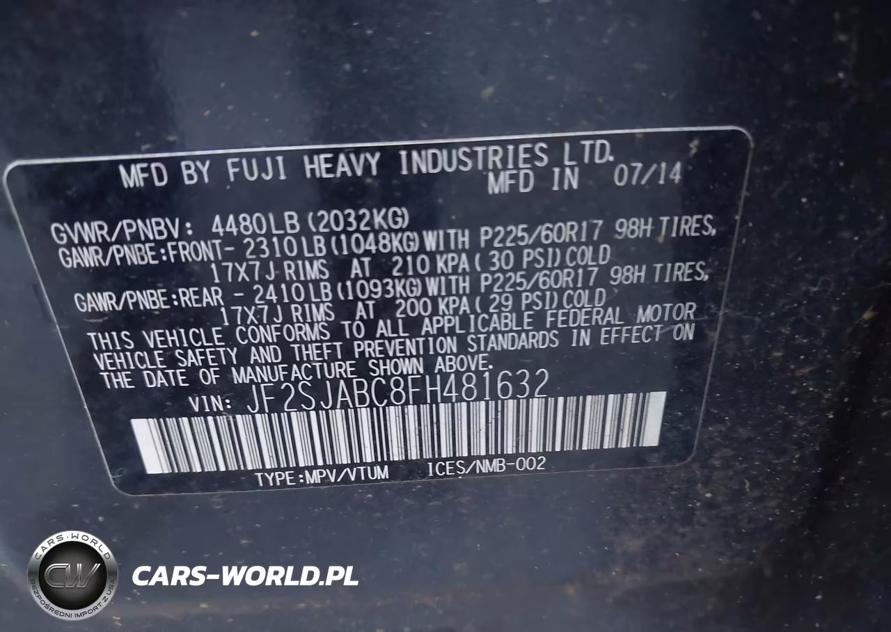 2015 Subaru Forester 2.5I VIN:JF2SJABC8FH481632 - 9