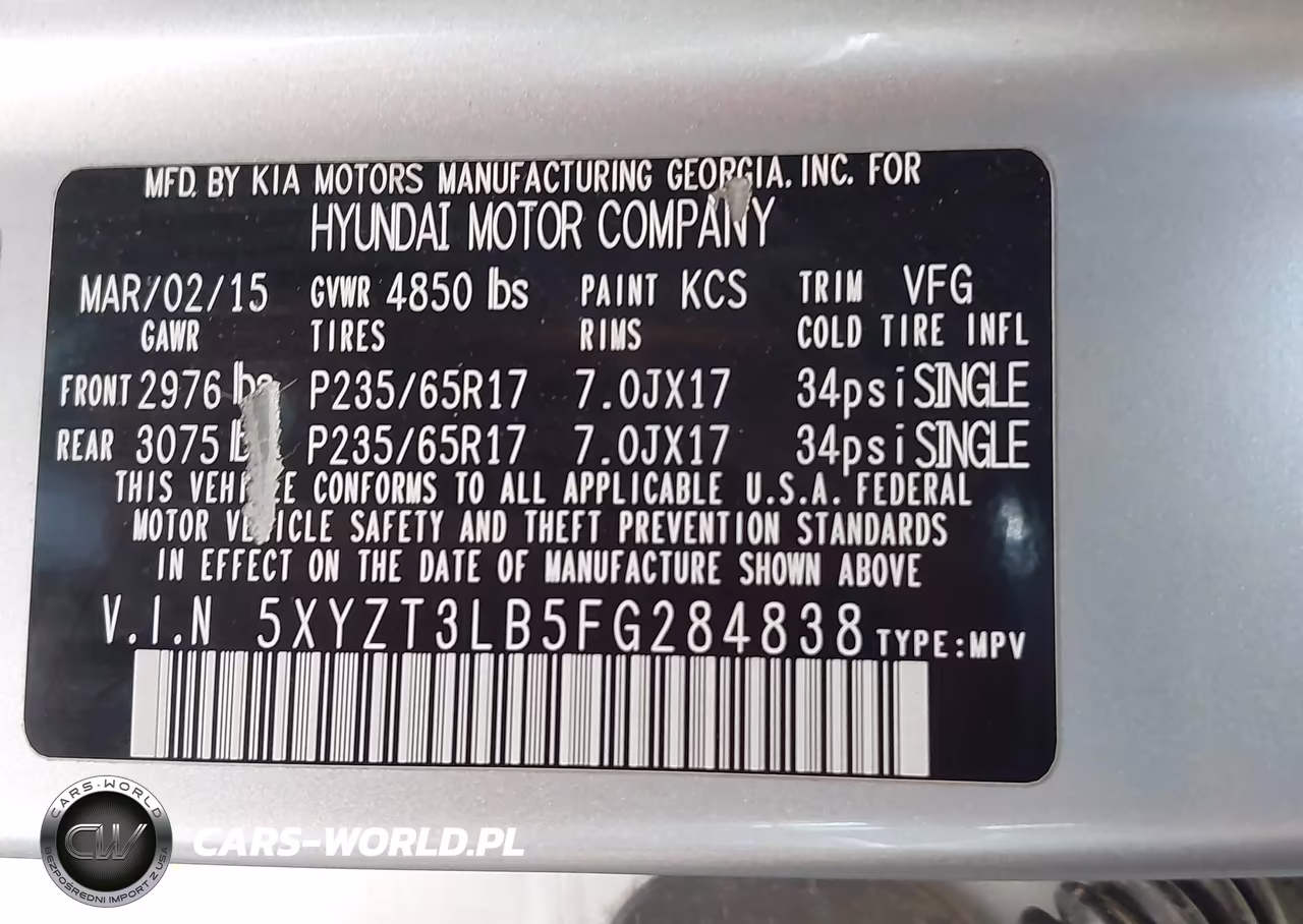 2015 Hyundai Santa Fe Sport 2.4L VIN:5XYZT3LB5FG284838 - 9