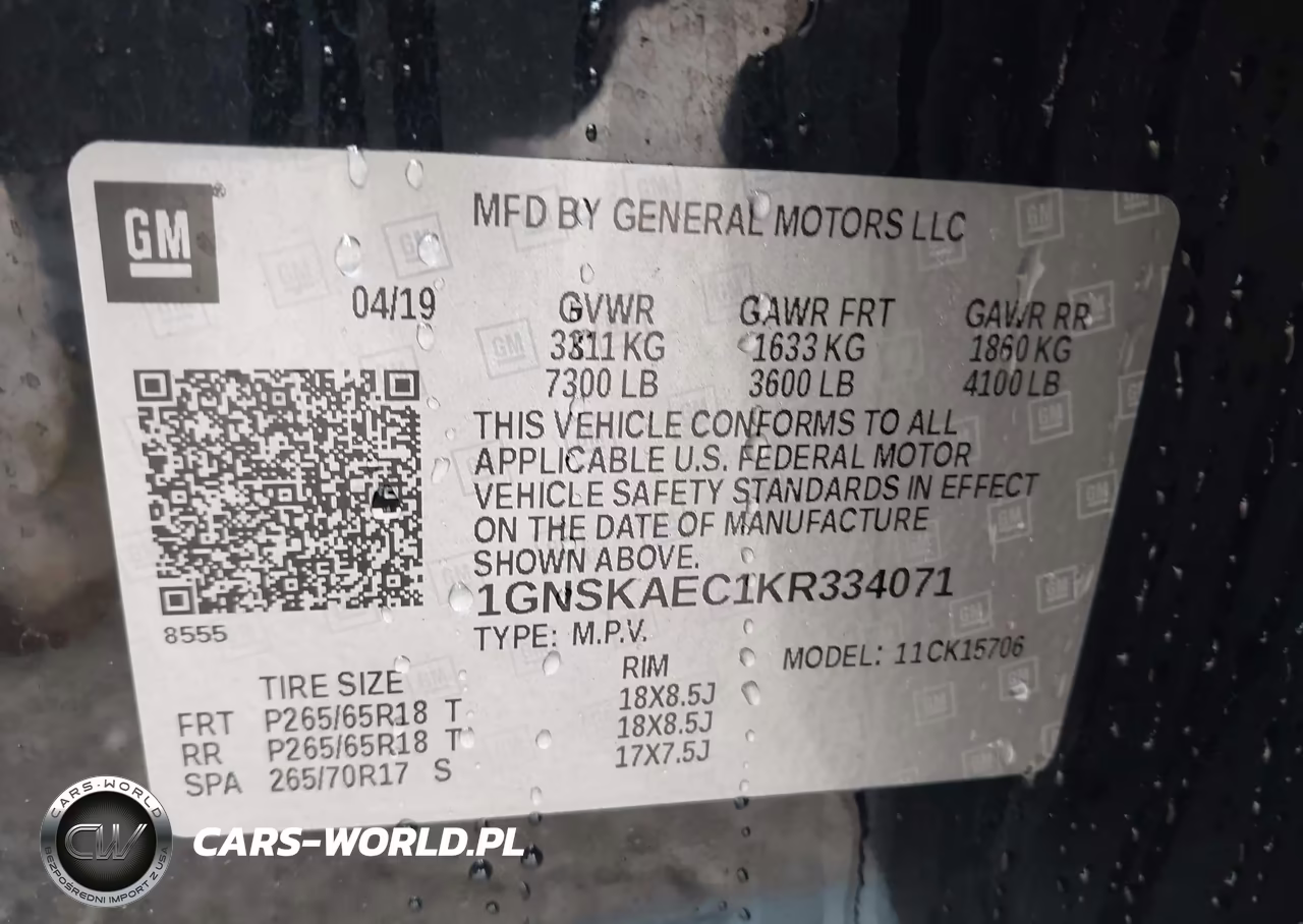 2019 Chevrolet Tahoe Ls VIN:1GNSKAEC1KR334071 - 9