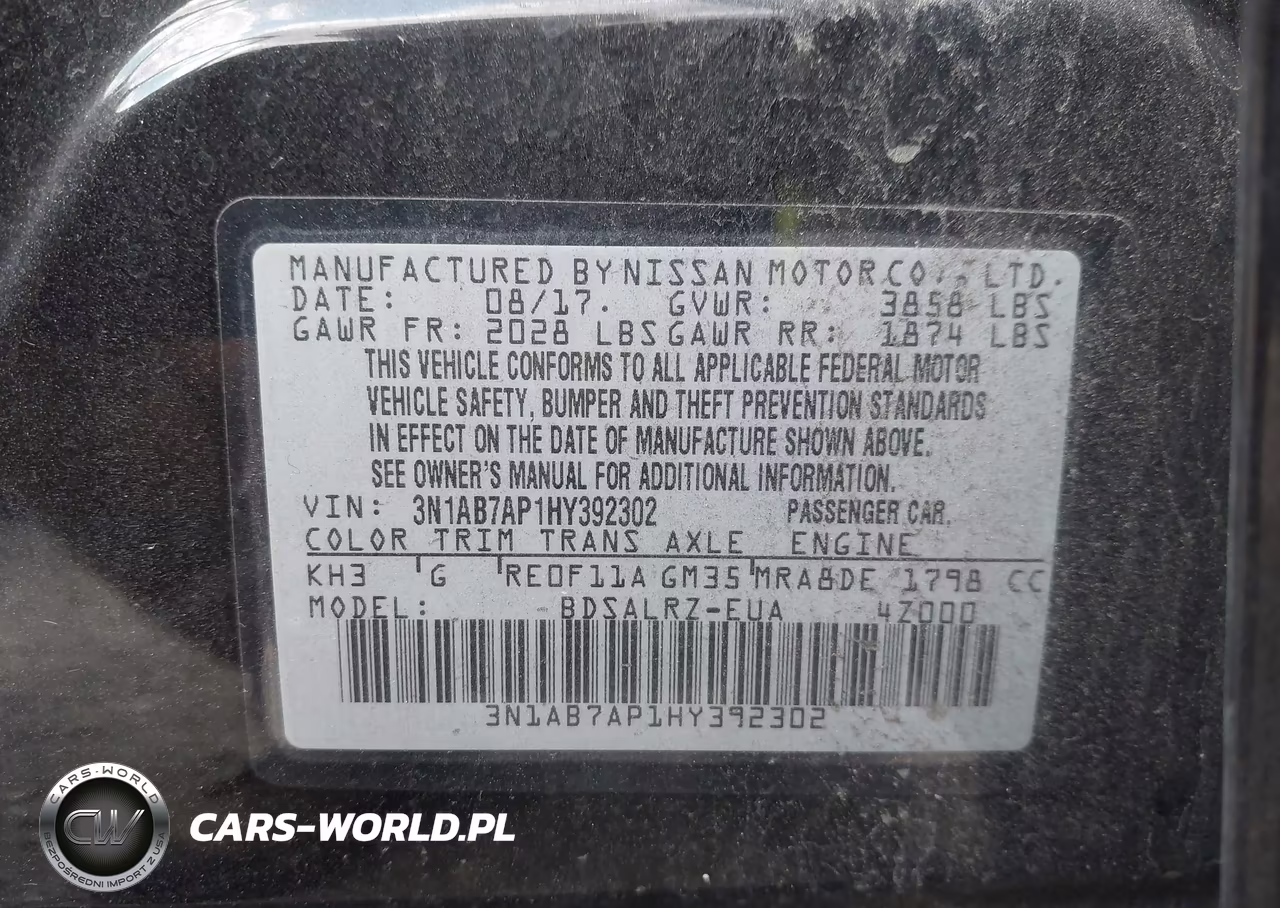2017 Nissan Sentra Sr VIN:3N1AB7AP1HY392302 - 9