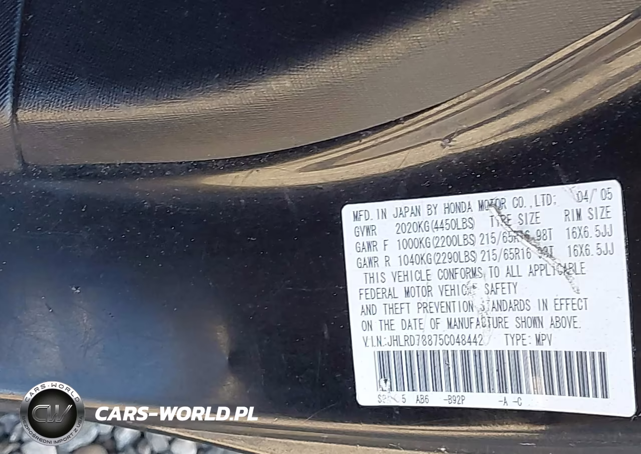 2005 Honda Cr-V Ex VIN:JHLRD78875C048442 - 9