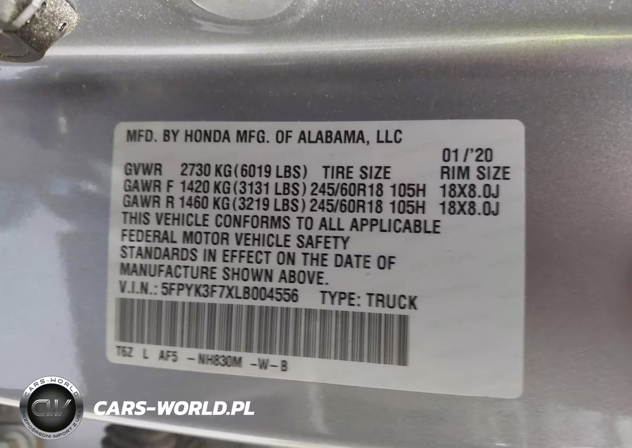 2020 Honda Ridgeline Rtl-E VIN:5FPYK3F7XLB004556 - 9
