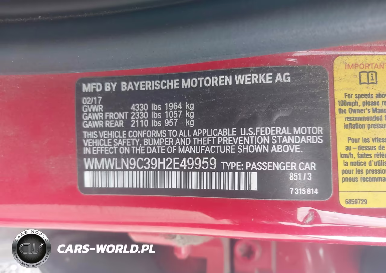 2017 Mini Clubman Cooper S VIN:WMWLN9C39H2E49959 - 9
