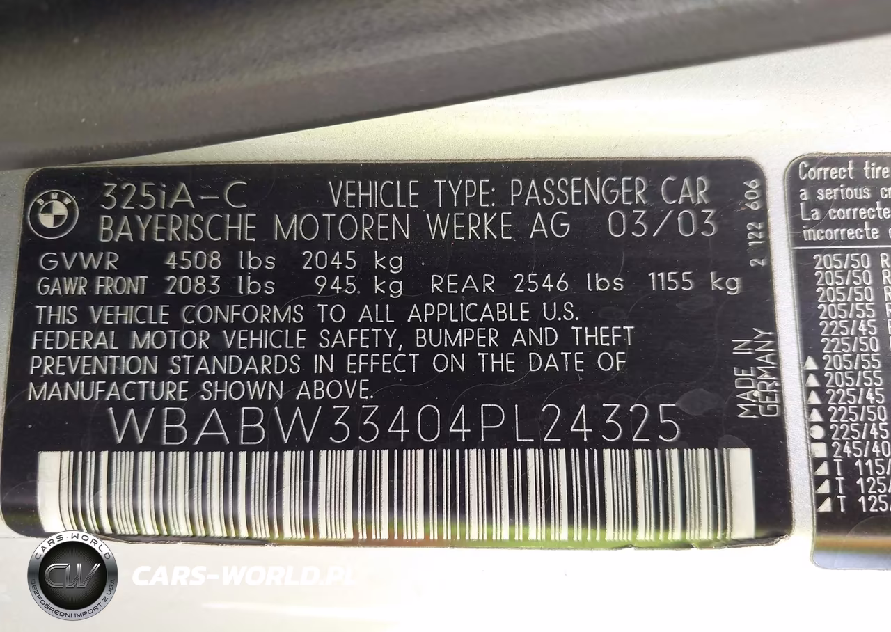2004 BMW 325Ci VIN:WBABW33404PL24325 - 9