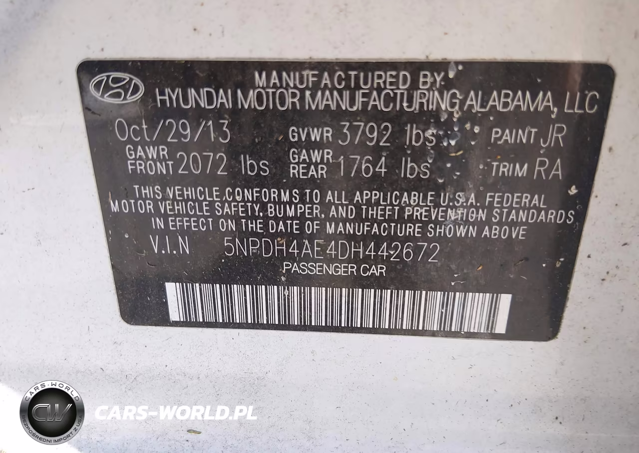2013 Hyundai Elantra Gls VIN:5NPDH4AE4DH442672 - 9