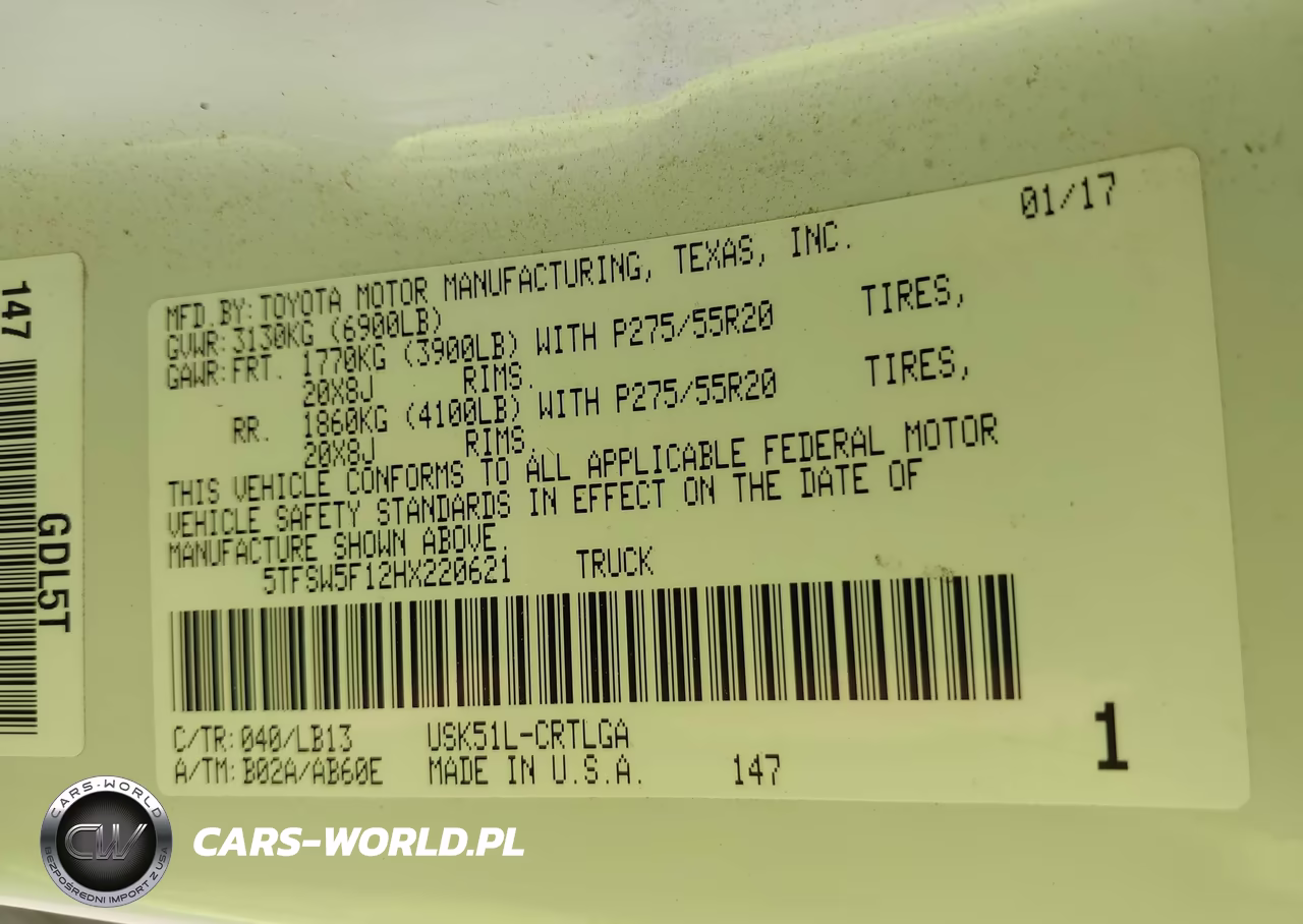 2017 Toyota Tundra Limited 5.7L V8 VIN:5TFSW5F12HX220621 - 9
