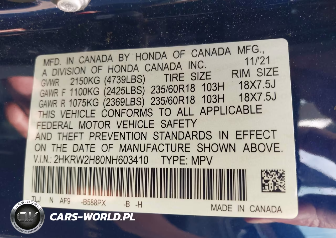 2022 Honda Cr-V Awd Ex-L VIN:2HKRW2H80NH603410 - 9