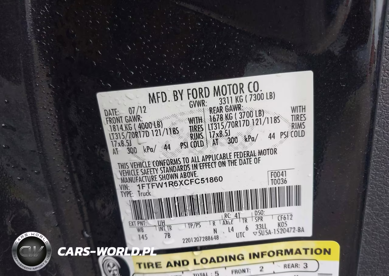 2012 Ford F-150 Svt Raptor VIN:1FTFW1R6XCFC51860 - 9
