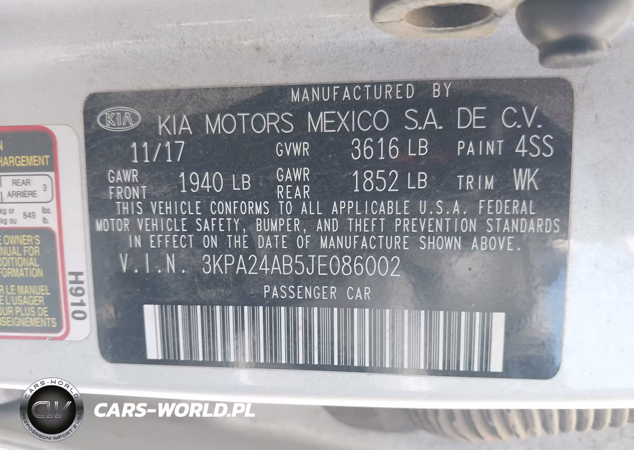 2018 Kia Rio S VIN:3KPA24AB5JE086002 - 9