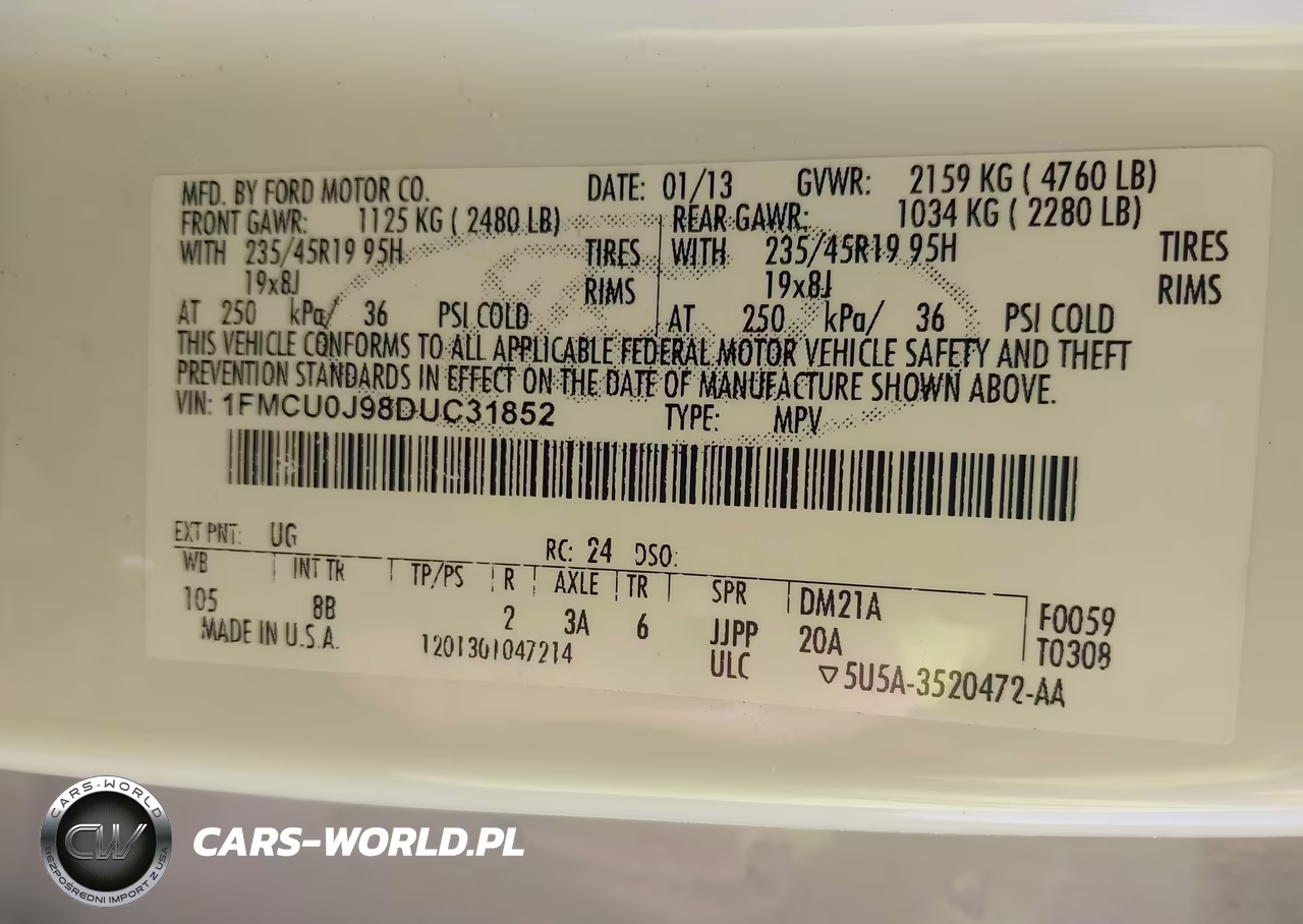 2013 Ford Escape Titanium VIN:1FMCU0J98DUC31852 - 9