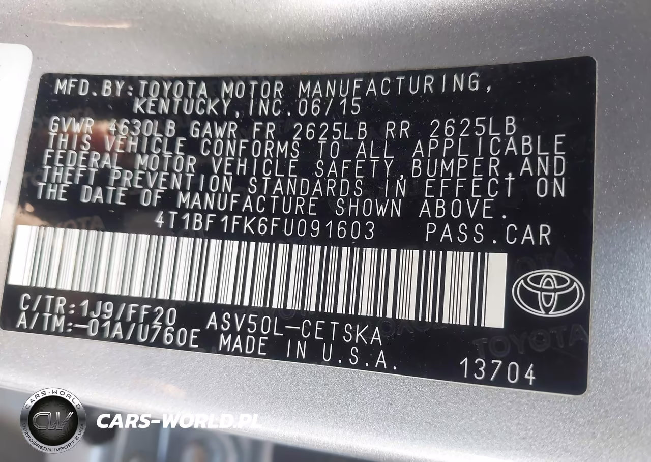 2015 Toyota Camry Se VIN:4T1BF1FK6FU091603 - 9