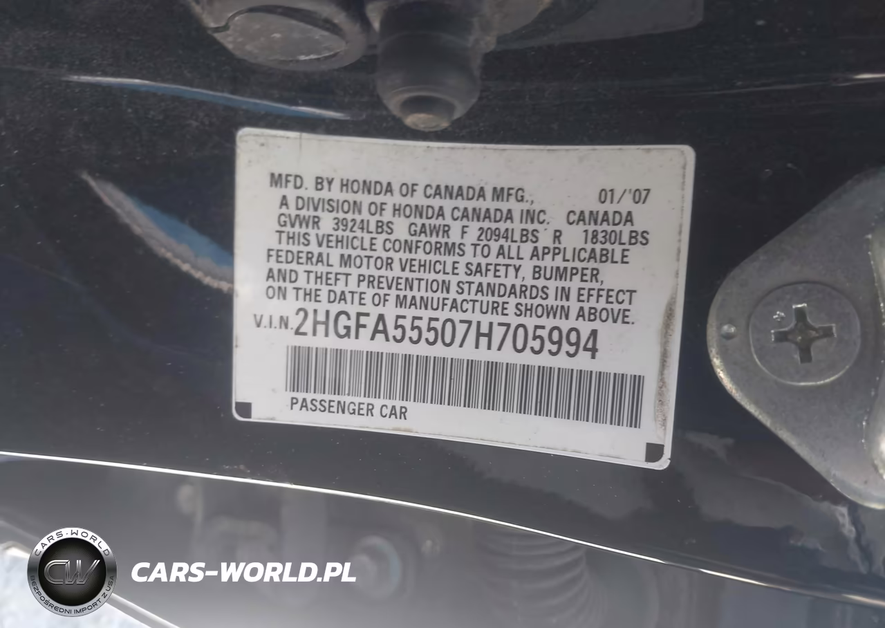 2007 Honda Civic Si VIN:2HGFA55507H705994 - 9