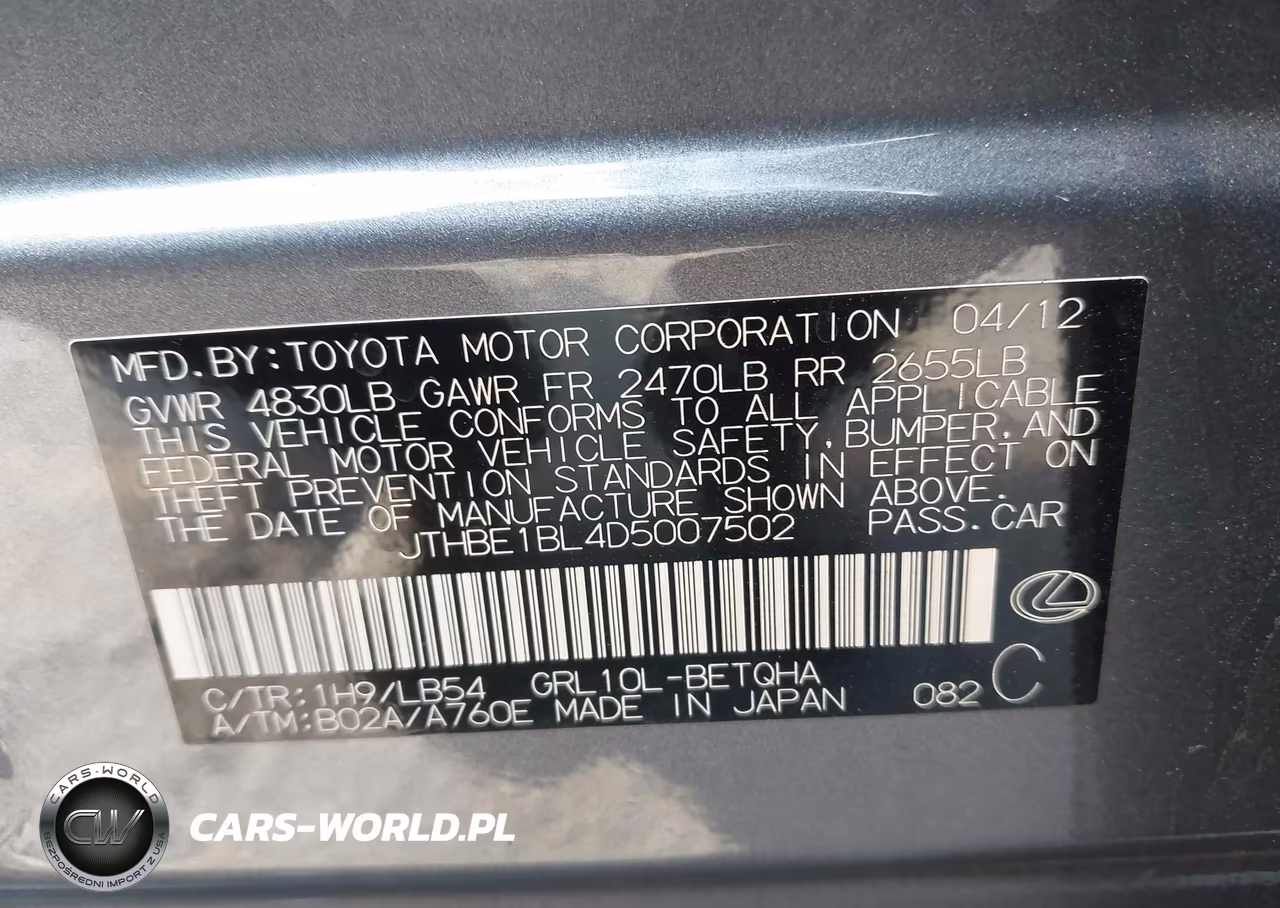 2013 Lexus Gs 350 VIN:JTHBE1BL4D5007502 - 9