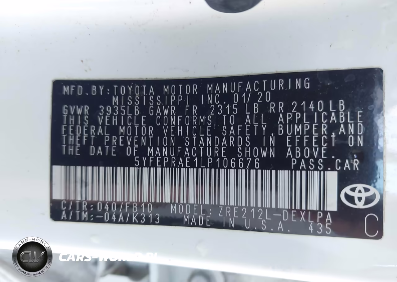2020 Toyota Corolla Le VIN:5YFEPRAE1LP106676 - 9