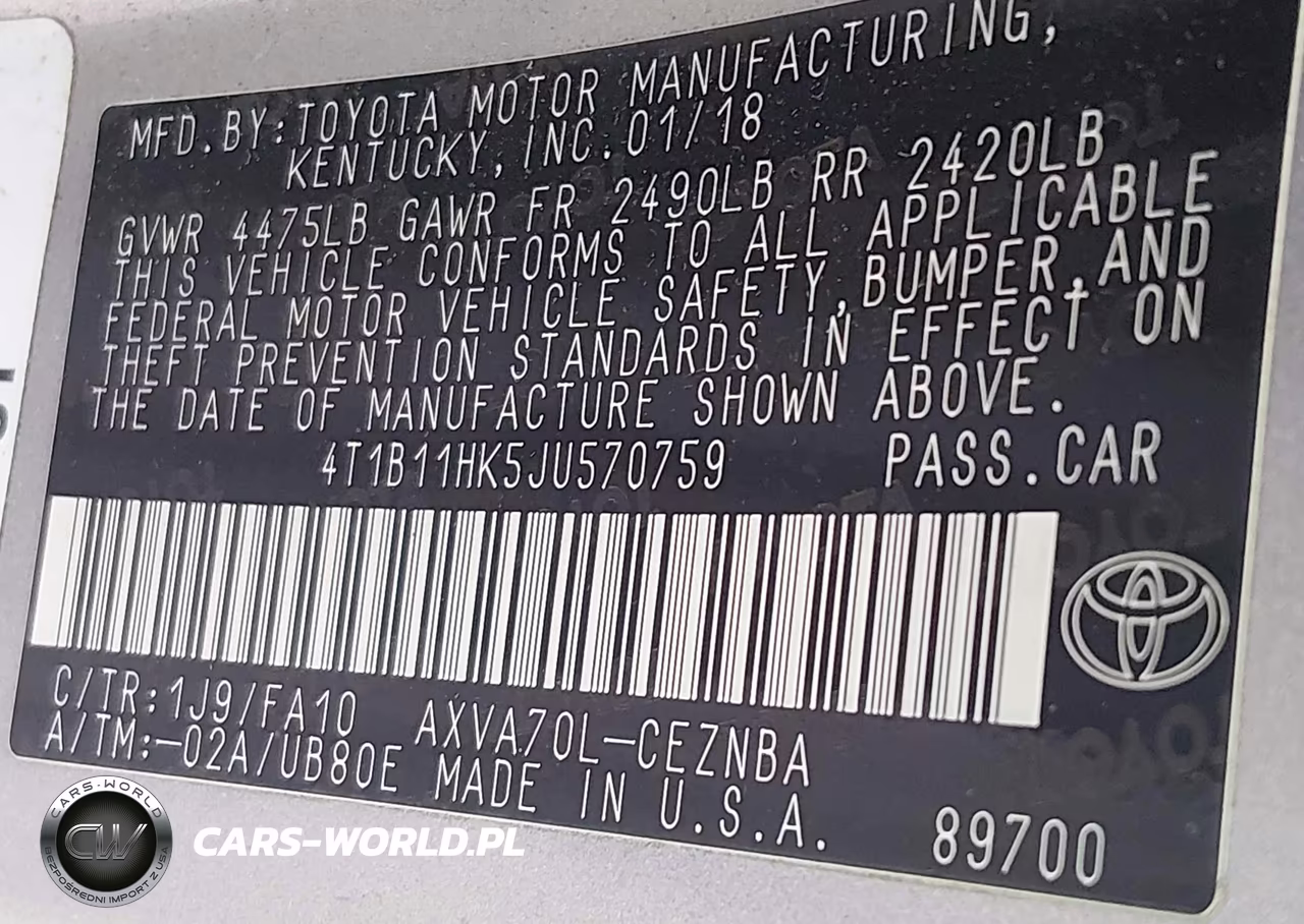 2018 Toyota Camry Le VIN:4T1B11HK5JU570759 - 9