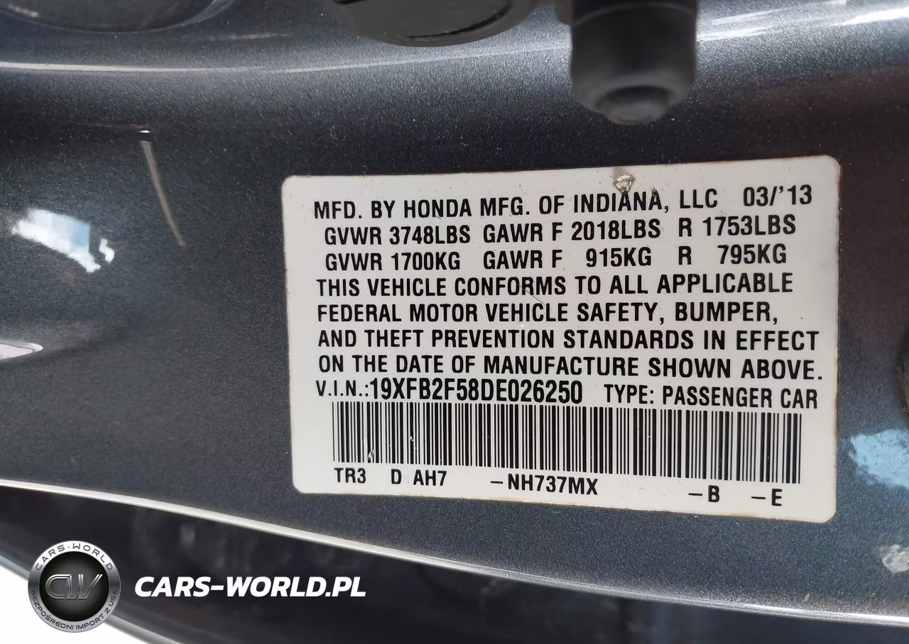 2013 Honda Civic Lx VIN:19XFB2F58DE026250 - 9