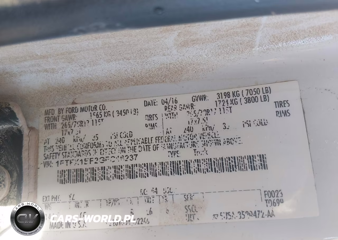 2016 Ford F-150 Xl VIN:1FTFX1EF2GFC16237 - 9
