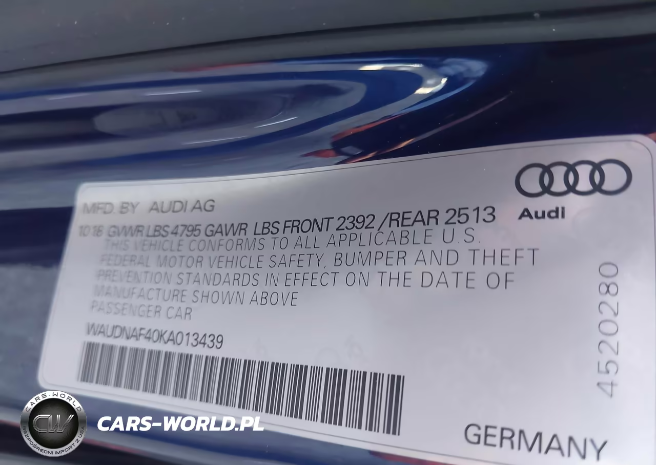 2019 Audi A4 45 Premium VIN:WAUDNAF40KA013439 - 9