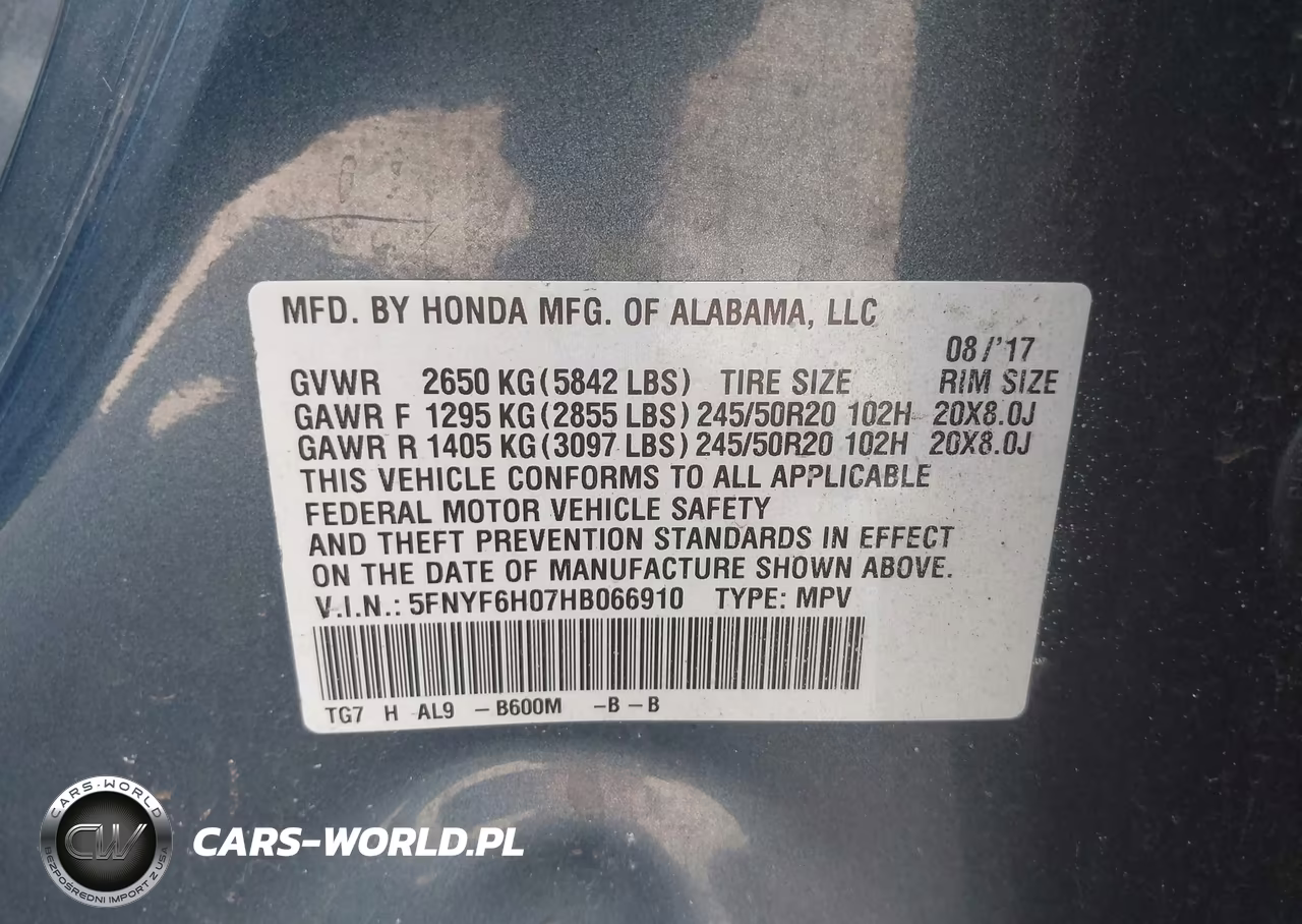 2017 Honda Pilot Elite VIN:5FNYF6H07HB066910 - 9