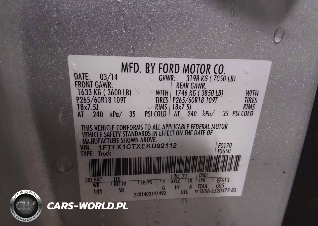 2014 Ford F-150 Fx2 VIN:1FTFX1CTXEKD92112 - 9