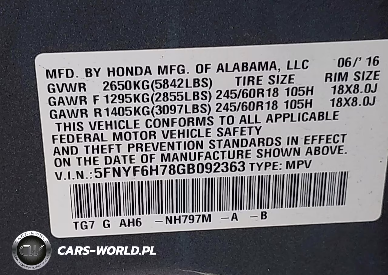 2016 Honda Pilot Exln VIN:5FNYF6H78GB092363 - 9